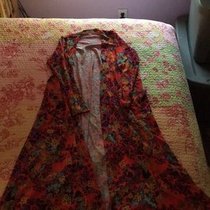 Red floral LuLa Roe Sarah sweater